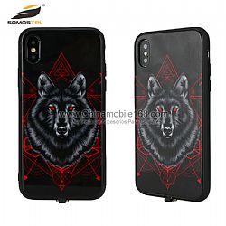For iphone 8 plus TPU + PC + Glass Case With Light