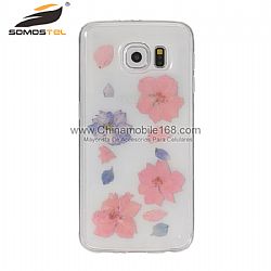 Hecho a mano Moda flor fundas para celulars presionado para samsung