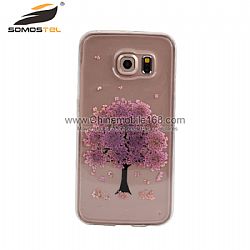 Árbol verde flores prensadas verdadera fundas para celulars Samsung galaxy S6 edge