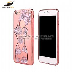 Funda TPU 2MM En Color Dorada De  Rosa Con Orilla Galvanoplastia  Y Dibujo para iPhone 6 plus