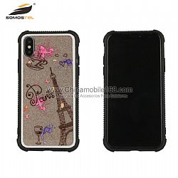 Funda anti-caída con dibujo  de glitter en vidrio de PC for Samsung J2/J5/J7