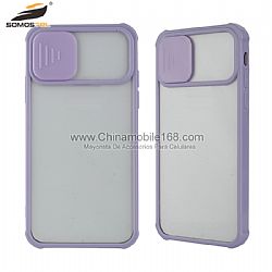 Fundas TPU + Arcylic transparente de protección de la cámara deslizante para iPhone12/12mini