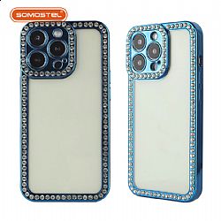 Electroplating   Phone Case with Diamond Decroration Edges