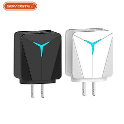 12W USB-C+USB-A dual port fast charger with leather design for US/UK/U.S. plugs