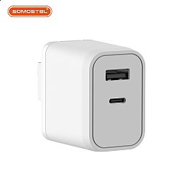 Adaptador de pared de carga rápida con enchufe plegable de doble puerto