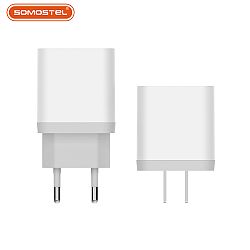 PD+QC3.0 20W Adaptador de viaje portátil de pared USB con cargador rápido de doble puerto