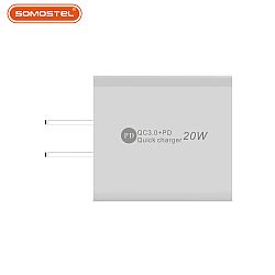 USB-A +USB-C 20W Dual Ports Fast Wall Charger