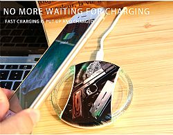 Mayoreo cargador inalámbrico UFO de cristal para Iphone8/X/Samsung S8