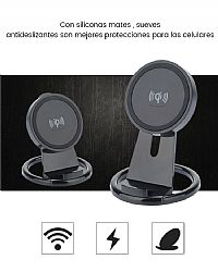 Nuevo diseño cargador inalámbico de goma de silicona blanda con base de soporte regulable