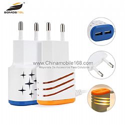 Good quality LED dula chargers with round plug and cable