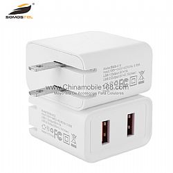 SMS-A77 foldable travel charger with dual USB port
