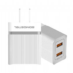 SMS-A105 Cargador usb plateado / dorado de 2,1 A + cable usb