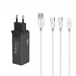 SMS-A80 cargador súper rápido 36W PD + QC3.0 con adaptador plegable