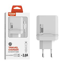 SMS-A138 Cargador USB dual incombustible para PC de 5V 2.4A con enchufe estándar de Europa