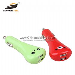 Smiley Face Dual USB LED Car Charger