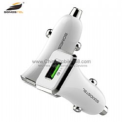 Somostel QC3.0 quick charging car charger with usb cable