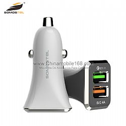 QC3.0 + 2.4A doble USB cargador de coche de carga rápida