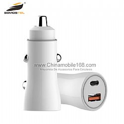 20W PD + QC3.0 dual ports car charger with blue LED