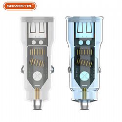 48W PD+QC3.0 Dual Port Ultra-Fast Cargador de Coche Adaptador Rápido Totalmente Transparente