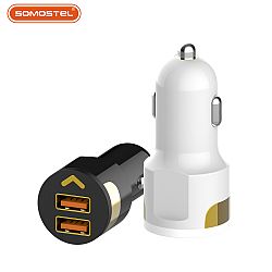 Cargador de coche rápido portátil de doble puerto USB 30W QC3.0+5V2.4A económico