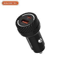 Adaptador de viaje portátil de doble puerto del cargador del coche de PD+QC3.0 38W