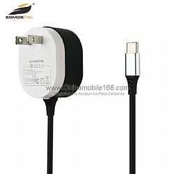Universal rubberized double color wall charger with usb cable