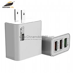 Portable triple usb ports fast charging PC material wall charger