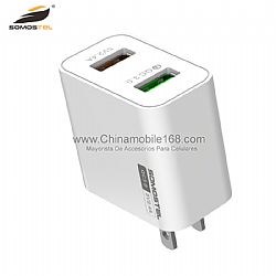 Simple compact QC3.0 dual usb ports PC travel adapter charger