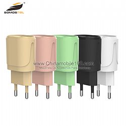 Cargador usb macaron PC 2.1A de alta calidad con cable de datos