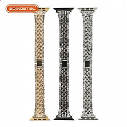 Polished ladies watch strap with diamonds