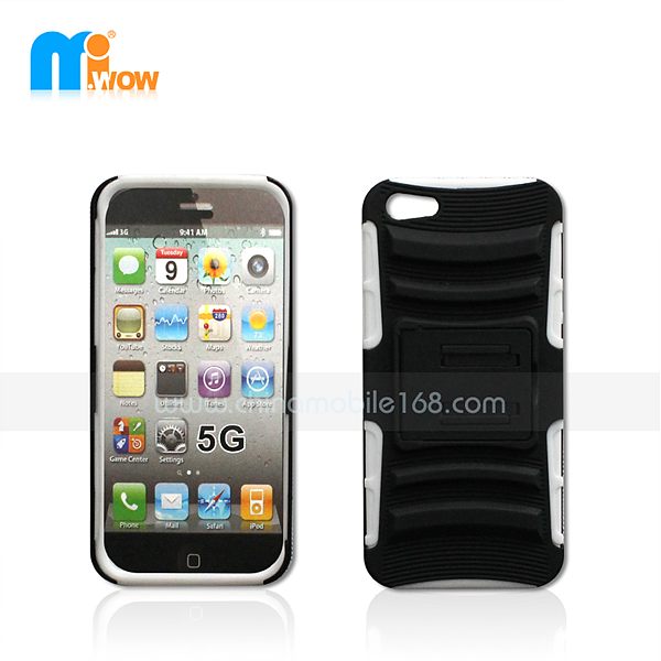 PC+silicon 2 in 1 stand case for iPhone 5