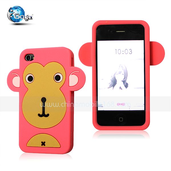 Cute monkey silicon case for iphone 4/4s