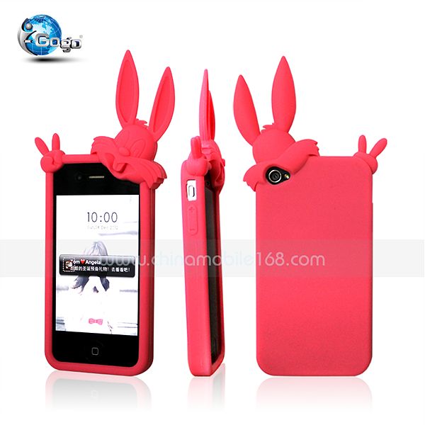 Cute animal silicon case for iphone 4/4s