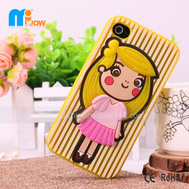 3D anime silicon i phone covers 4 cases