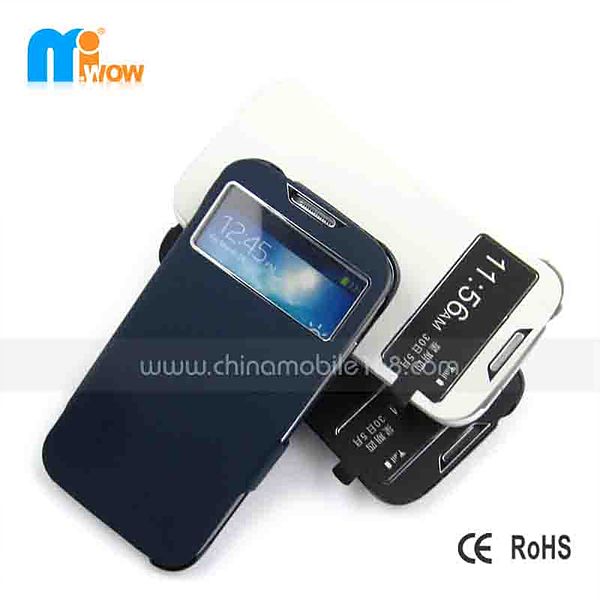 ABS+PU Flip Cover with Window for SamsungS4 I9500