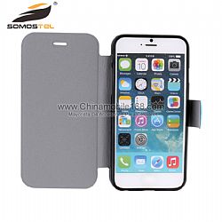 Fashion three vertical flip stand folio case for iPhone 6