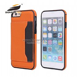 Casos del Color de PU del tirón del cuero Holder funda de cubierta para iPhone