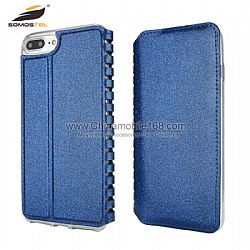 Anti-shock bling shinning flip cover leather case for Iphone6s/6splus/7plus case