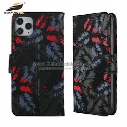 Estuche con tapa de piel en plumas esmeriladas para iPhone13/13Pro