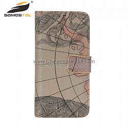 Mapa de patrón mayorista estuche para celular del teléfono celular del flip stand para el iphone 6