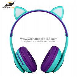 Auriculares LED RGB Cat Ear Con Cuerno Magnético Negro