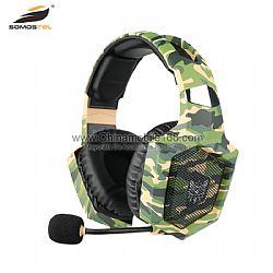 Leather material gaming headset with microphone for computer