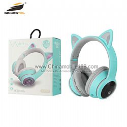 Colorful LED Cat Ear Wireless Headphones with Comfortable Earbuds