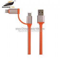 2 en 1 doble juego del cable de datos USB universal para Android e iOS