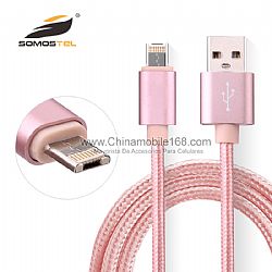 2 en 1 Carga  de datos Cable para Android y Iphone Rosado