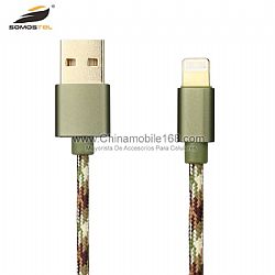 Cable con camuflaje de cuero de línea de carga usb data para Iphone