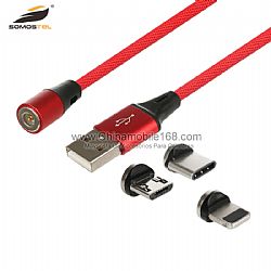 Excelente calidad 3 en 1 fuerte cable de datos magnéticos con color múltiple