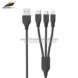 Triple-port charging & data sync USB cable 3.1A