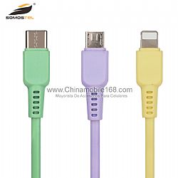 MAYOREO CABLE DE DATOS MACARON CON SILICON SUAVE DE 2A PARA TYPE-C/ANDROID