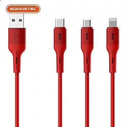 PVC fast charging and data transmission cable with LED indicator